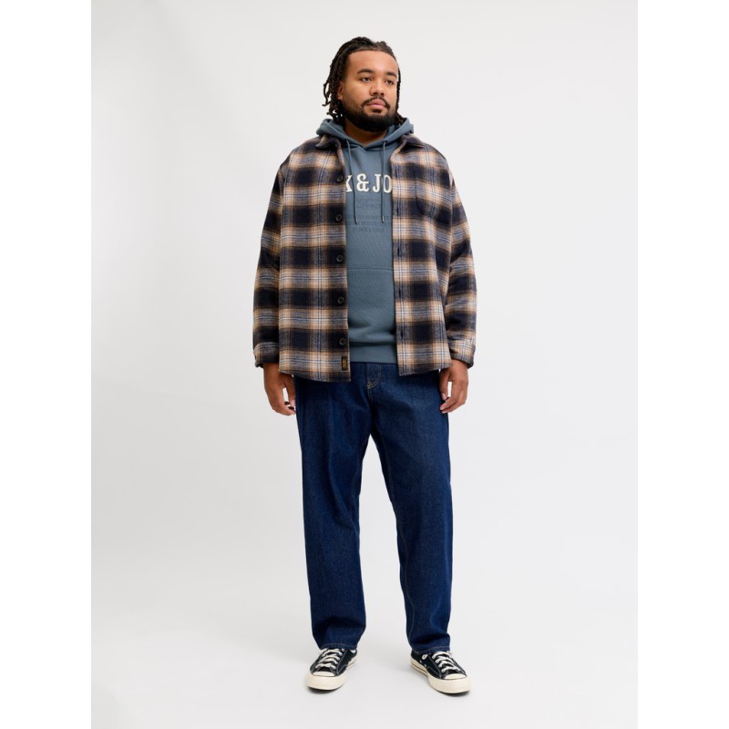 JACK & JONES PLUS Soho ollie langærmet overshirt - Navy Blazer / CHECK
