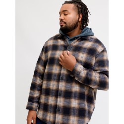 JACK & JONES PLUS Soho ollie langærmet overshirt - Navy Blazer / CHECK