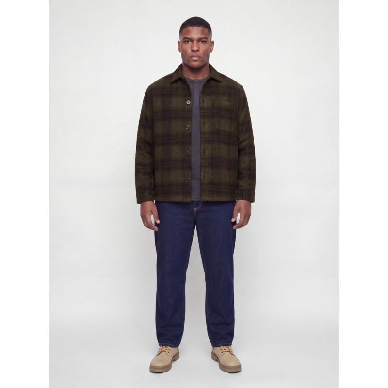 JACK & JONES PLUS Soho ollie langærmet overshirt - Olive Night / CHECK