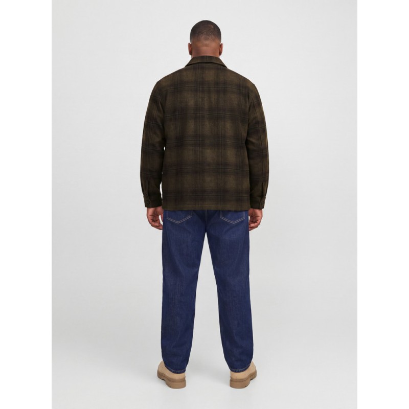 JACK & JONES PLUS Soho ollie langærmet overshirt - Olive Night / CHECK