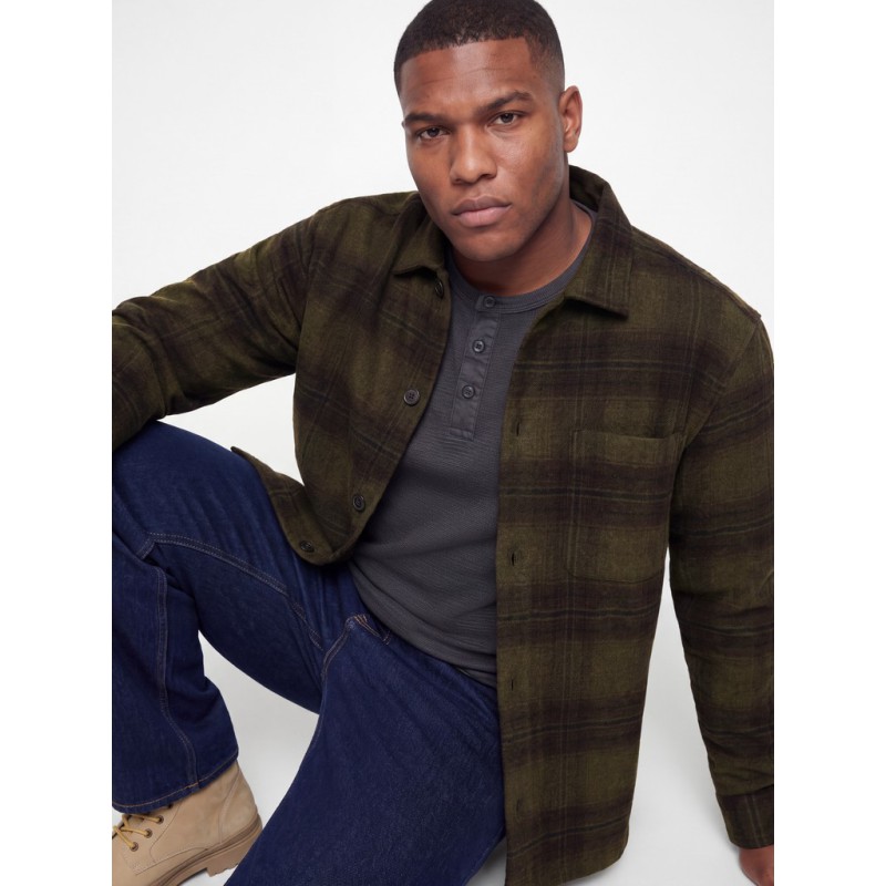 JACK & JONES PLUS Soho ollie langærmet overshirt - Olive Night / CHECK