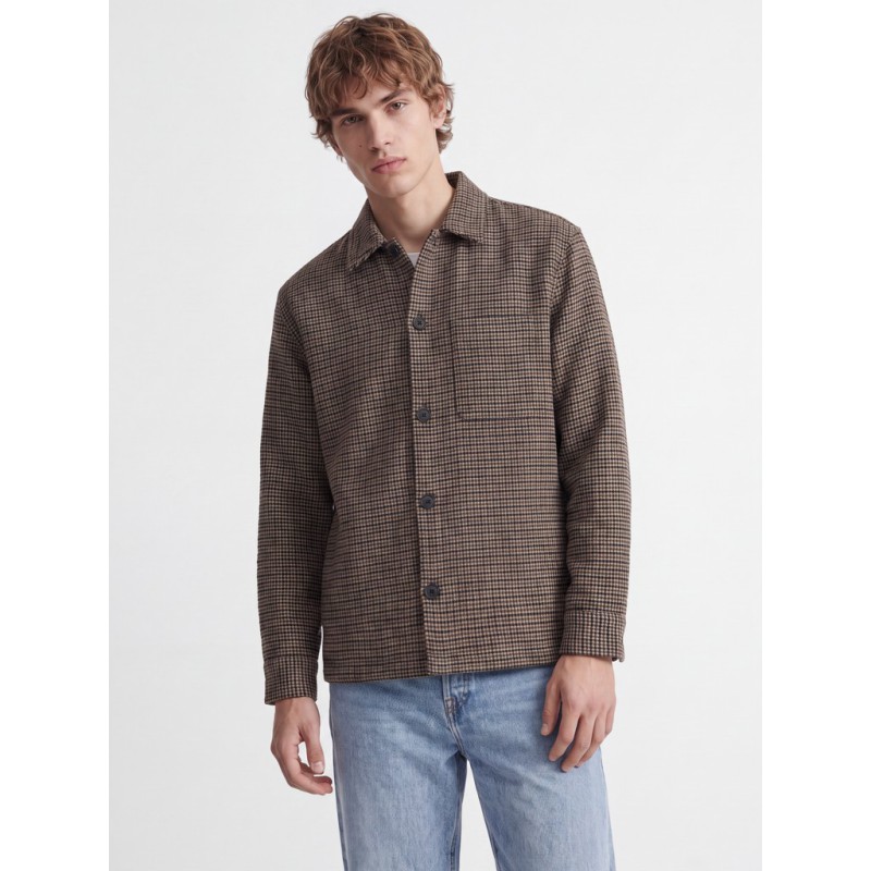 JACK & JONES Soho ollie langærmet overshirt - Cocoa Pattern / HOUNDSTOOTH