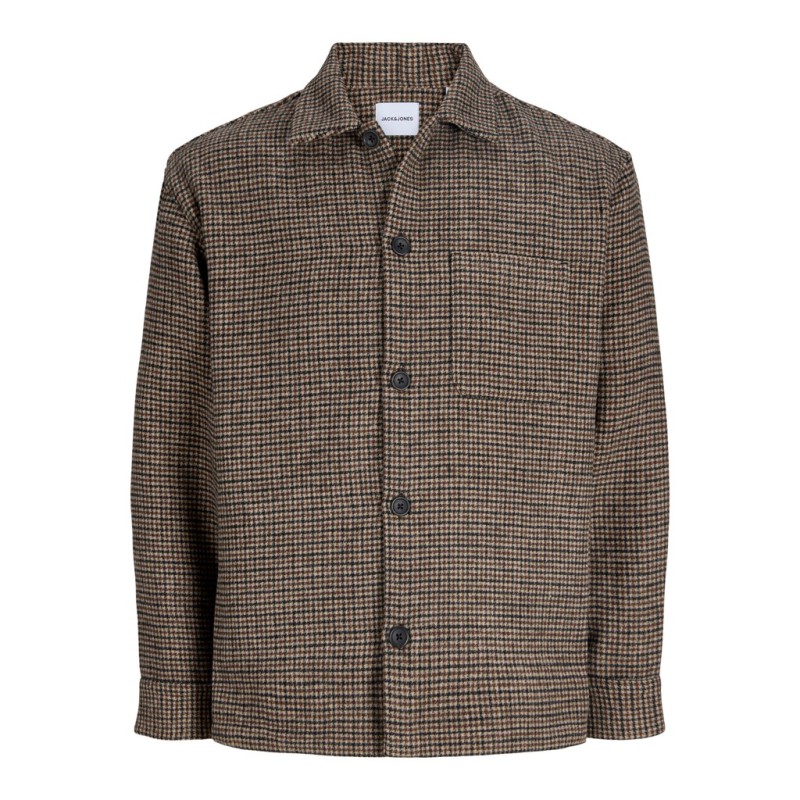 JACK & JONES Soho ollie langærmet overshirt - Cocoa Pattern / HOUNDSTOOTH