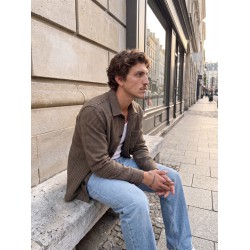 JACK & JONES Soho ollie langærmet overshirt - Cocoa Pattern / HOUNDSTOOTH