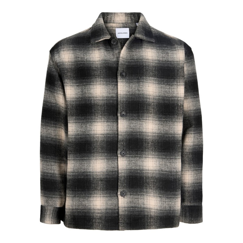 JACK & JONES JUNIOR Soho ollie langærmet overshirt - Asphalt / CHECKS