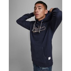 JACK & JONES STRUCTURE APPLICATION SWEAT HOOD L/S- BLACK