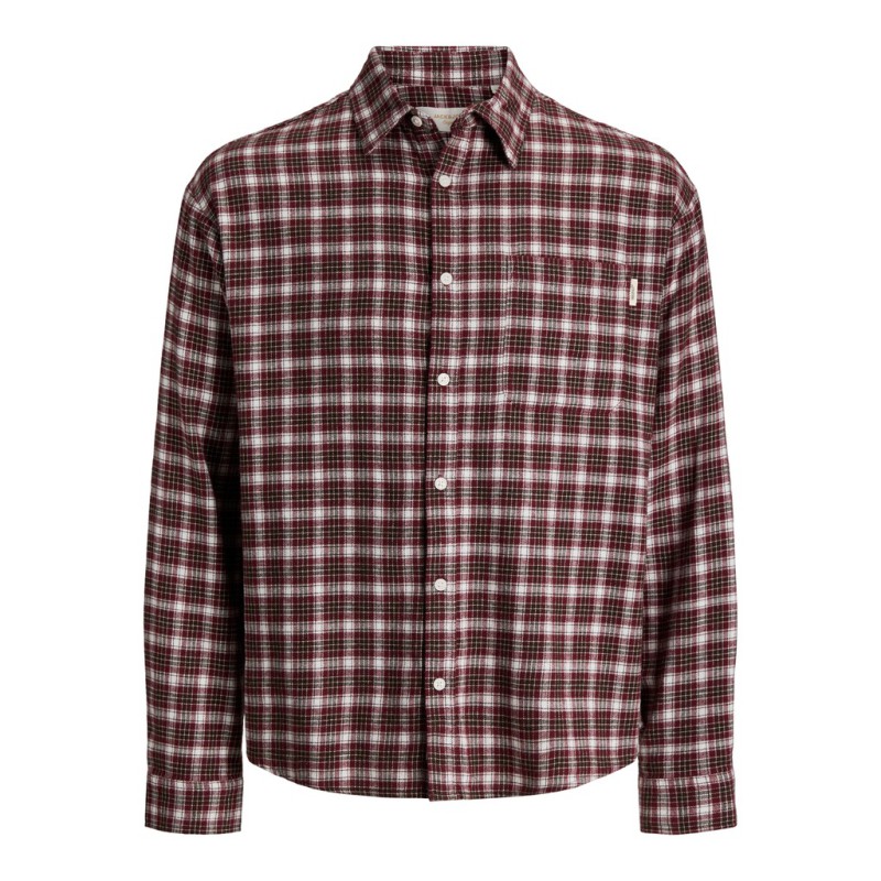 JACK & JONES Frederiksberg flannel langærmet skjorte - Chocolate Truffle / CHECKS