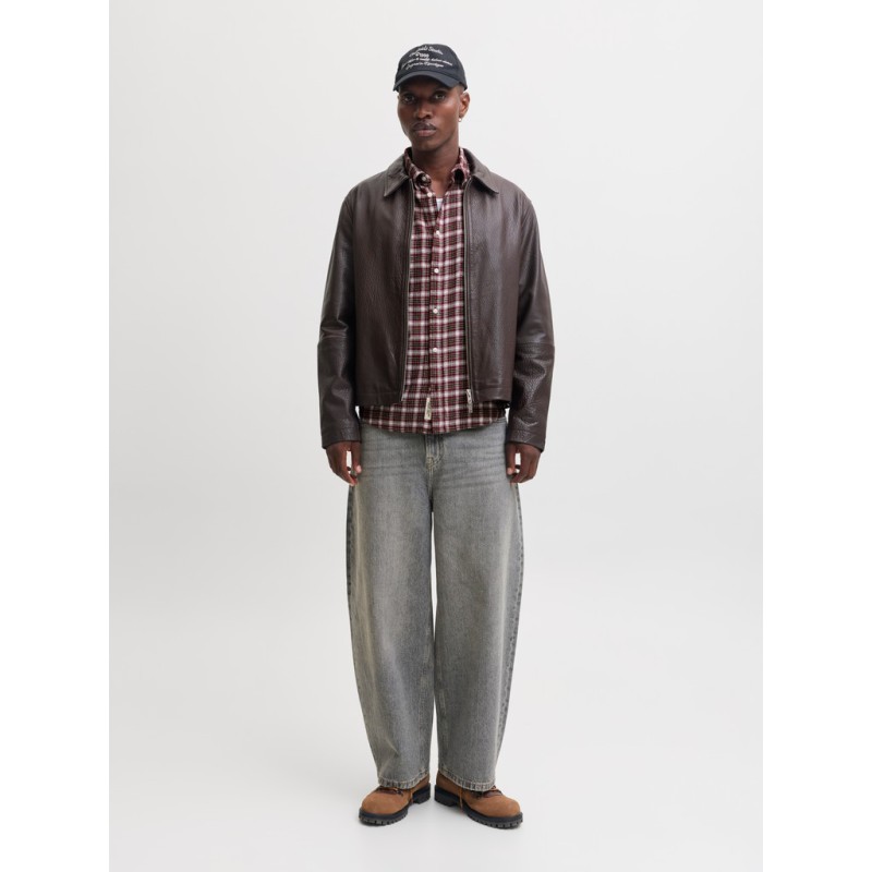 JACK & JONES Frederiksberg flannel langærmet skjorte - Chocolate Truffle / CHECKS