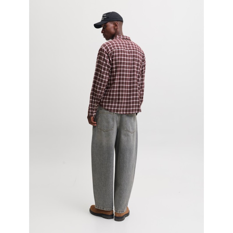 JACK & JONES Frederiksberg flannel langærmet skjorte - Chocolate Truffle / CHECKS
