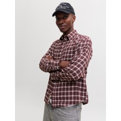 JACK & JONES Frederiksberg flannel langærmet skjorte - Chocolate Truffle / CHECKS