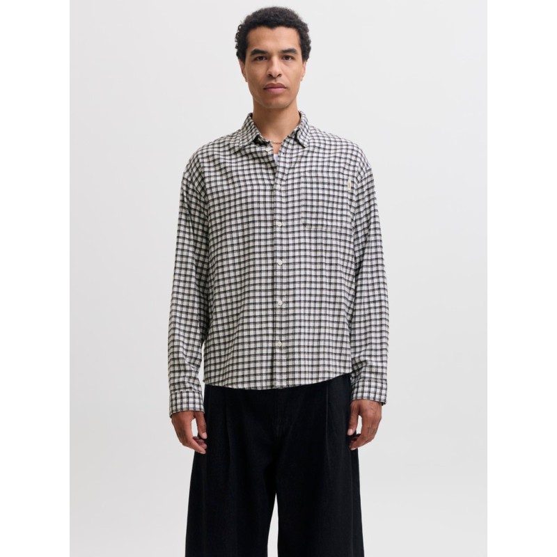 JACK & JONES Frederiksberg flannel langærmet skjorte - Antique White / CHECKS