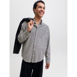 JACK & JONES Frederiksberg flannel langærmet skjorte - Antique White / CHECKS