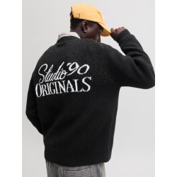 JACK & JONES Chamberi jacquard striktrøje - Black