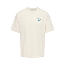 ONLY & SONS Mass chill life relaxed T-shirt - Egret Print / SANDO SOCIAL