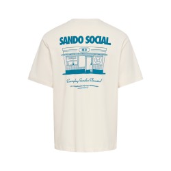ONLY & SONS Mass chill life relaxed T-shirt - Egret Print / SANDO SOCIAL