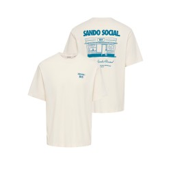 ONLY & SONS Mass chill life relaxed T-shirt - Egret Print / SANDO SOCIAL