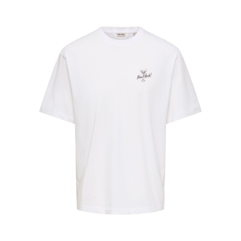 ONLY & SONS Mass chill life relaxed T-shirt - Bright White Print / NEW YORK
