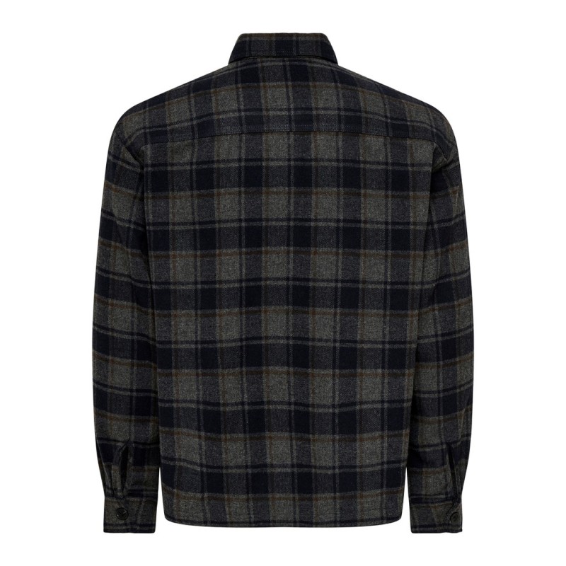 ONLY & SONS Eske checked overshirt - Dark Navy / GRAY PINSTRIPE
