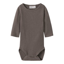 NAME IT BABY Wossa langærmet body merinould/silke - Morel