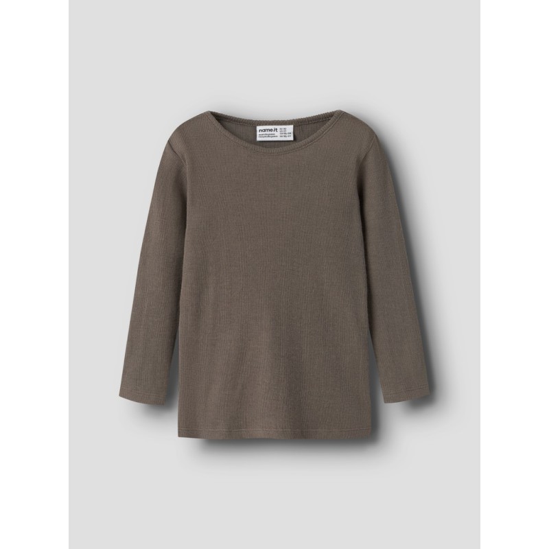 NAME IT MINI Wossa rib langærmet bluse - Morel