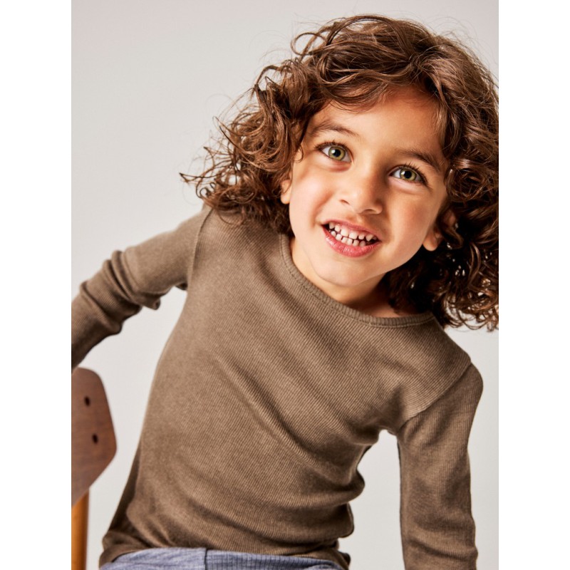 NAME IT MINI Wossa rib langærmet bluse - Morel