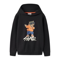 NAME IT KIDS Navi langærmet sweat hoodie - Black