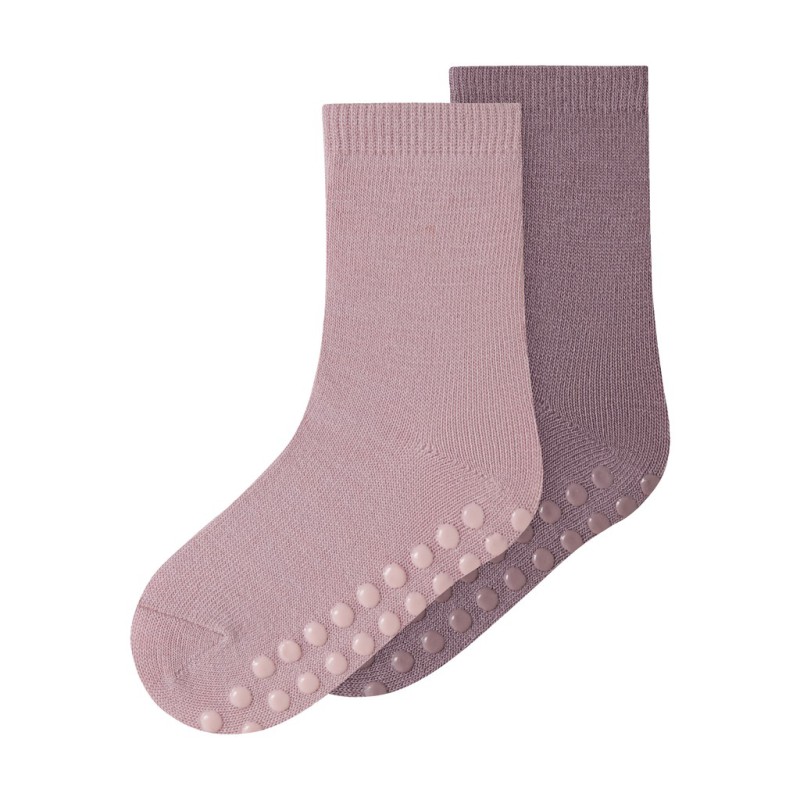 NAME IT Mini Wak 2-pak skridsikre strømper - Violet Ice