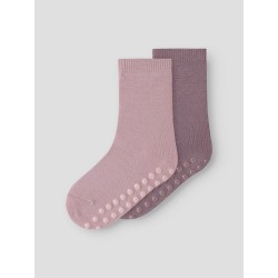 NAME IT Mini Wak 2-pak skridsikre strømper - Violet Ice