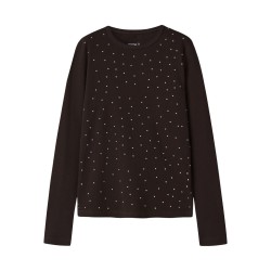 NAME IT KIDS Nolovo langærmet slim bluse - Chocolate Plum