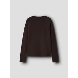 NAME IT KIDS Nolovo langærmet slim bluse - Chocolate Plum