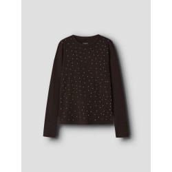NAME IT KIDS Nolovo langærmet slim bluse - Chocolate Plum