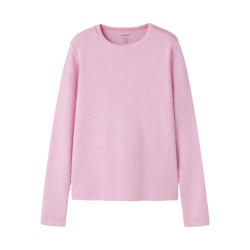 NAME IT KIDS Nolovo langærmet slim bluse - Bogionia Pink