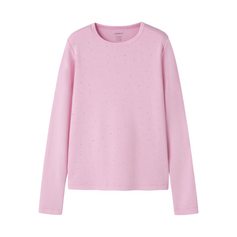 NAME IT KIDS Nolovo langærmet slim bluse - Bogionia Pink
