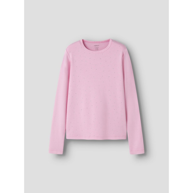 NAME IT KIDS Nolovo langærmet slim bluse - Bogionia Pink