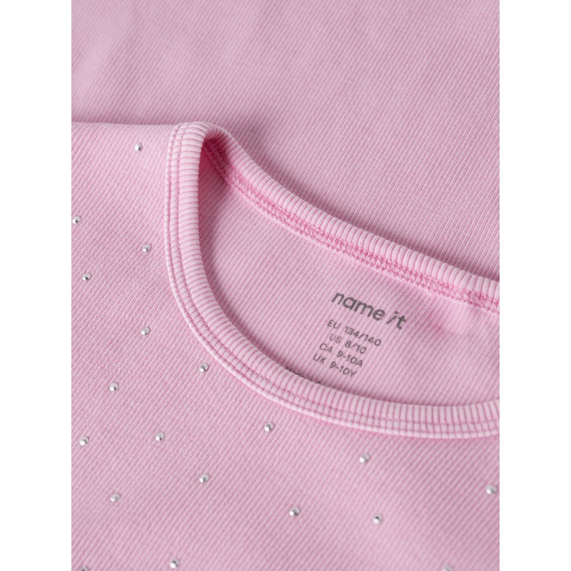 NAME IT KIDS Nolovo langærmet slim bluse - Bogionia Pink