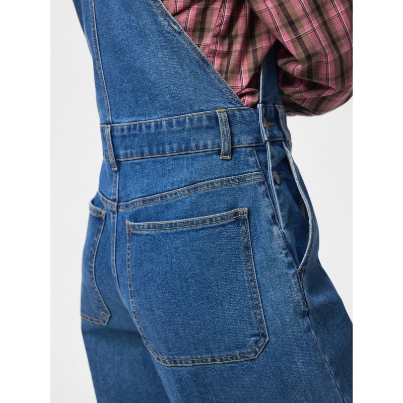 PIECES Alice oversize denim overalls - Medium Blue Denim