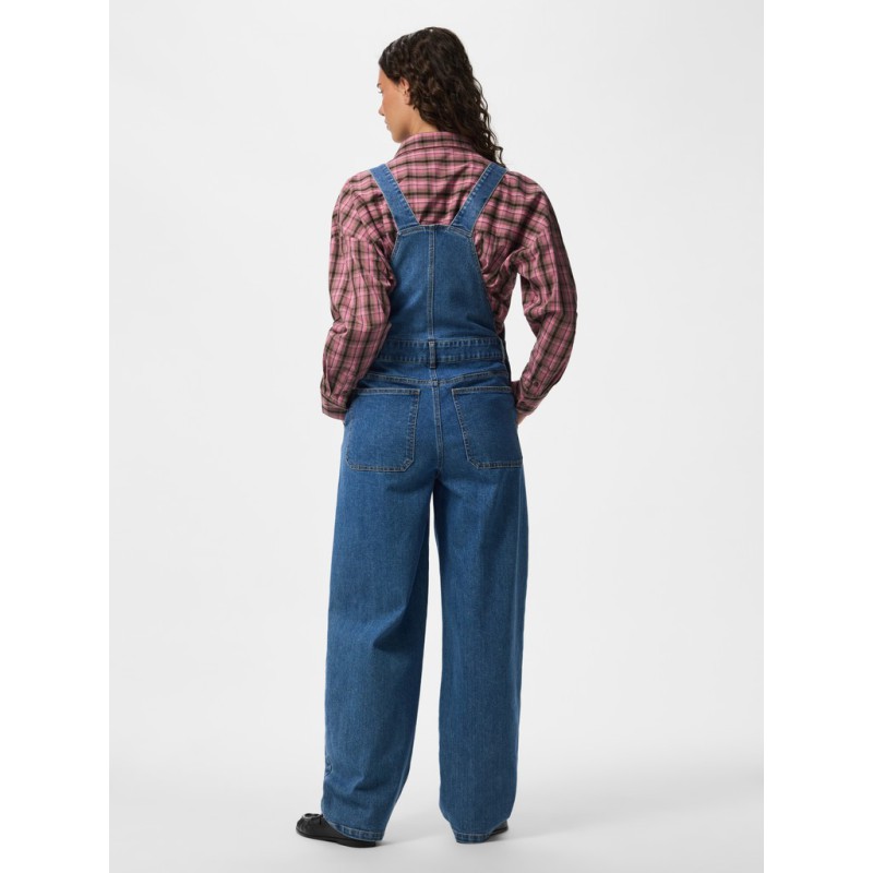 PIECES Alice oversize denim overalls - Medium Blue Denim