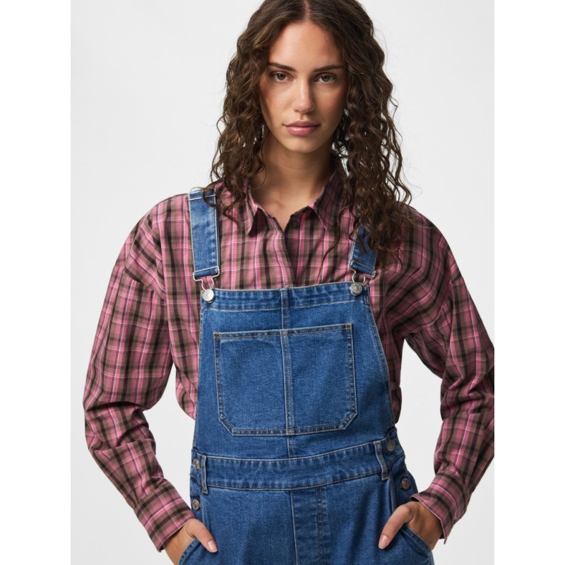 PIECES Alice oversize denim overalls - Medium Blue Denim