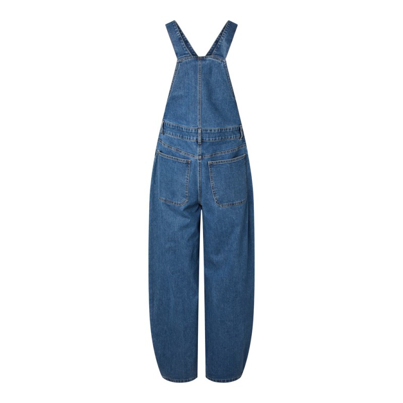 PIECES Alice oversize denim overalls - Medium Blue Denim