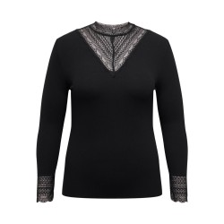 ONLY CARMAKOMA Tilde rib blonde bluse - Black