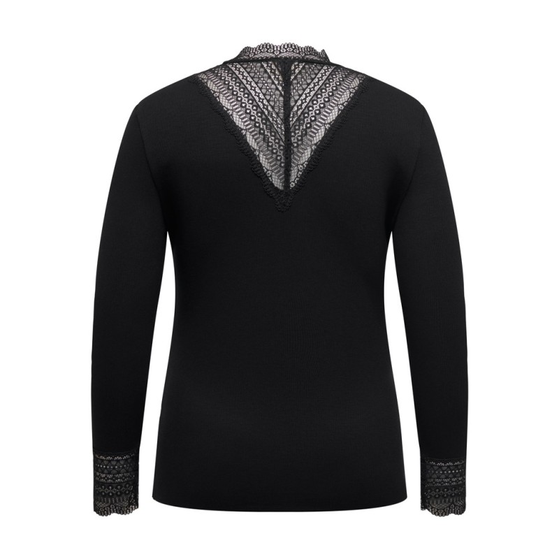 ONLY CARMAKOMA Tilde rib blonde bluse - Black
