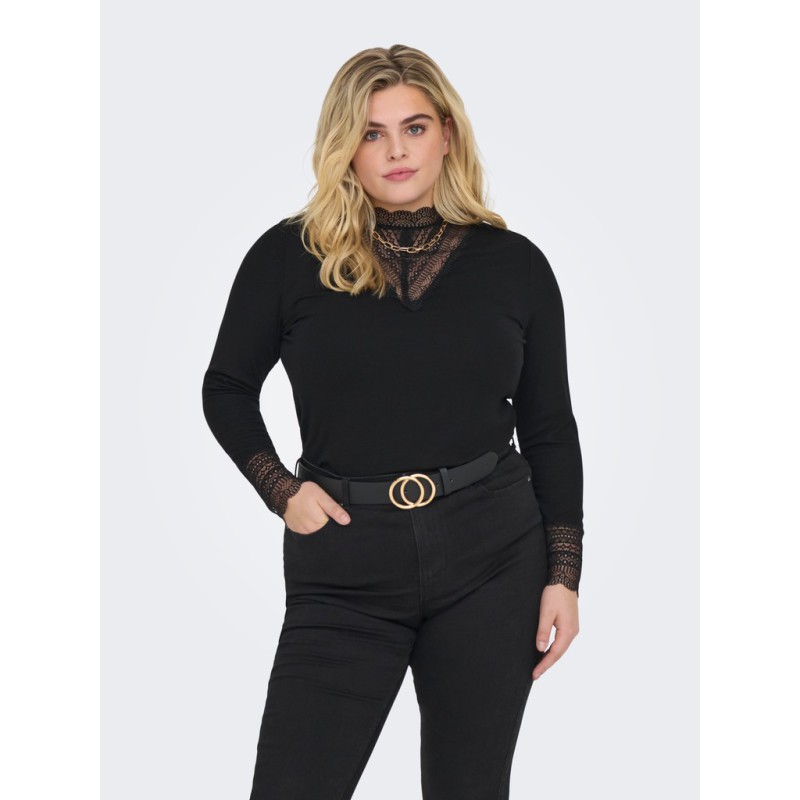 ONLY CARMAKOMA Tilde rib blonde bluse - Black