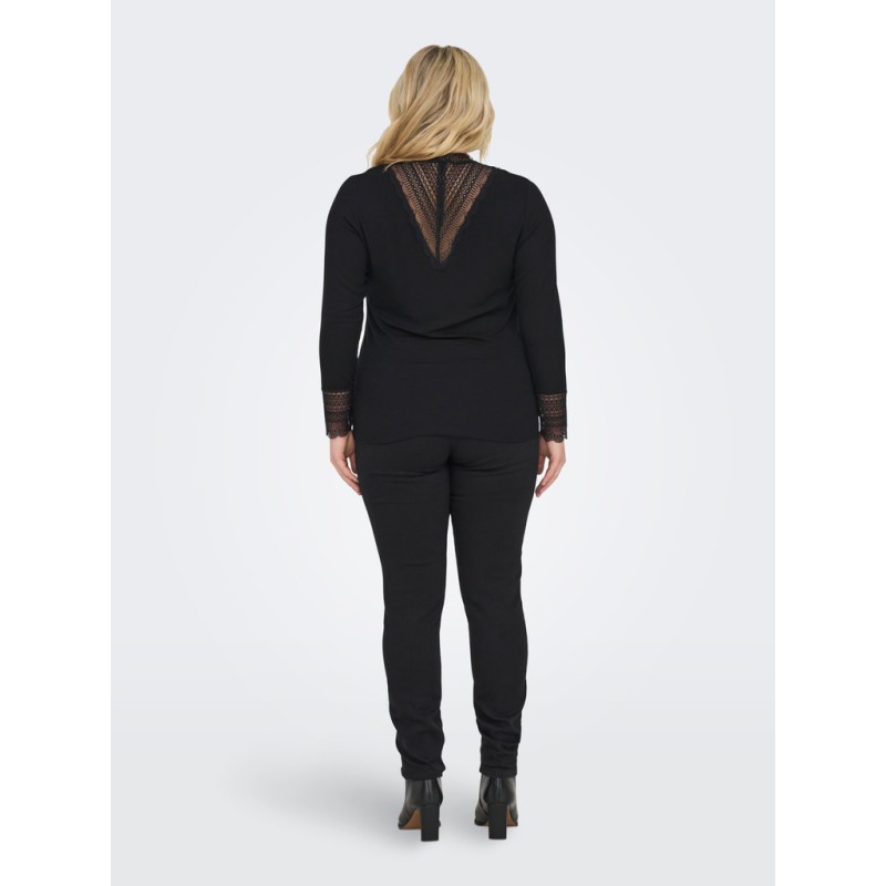 ONLY CARMAKOMA Tilde rib blonde bluse - Black