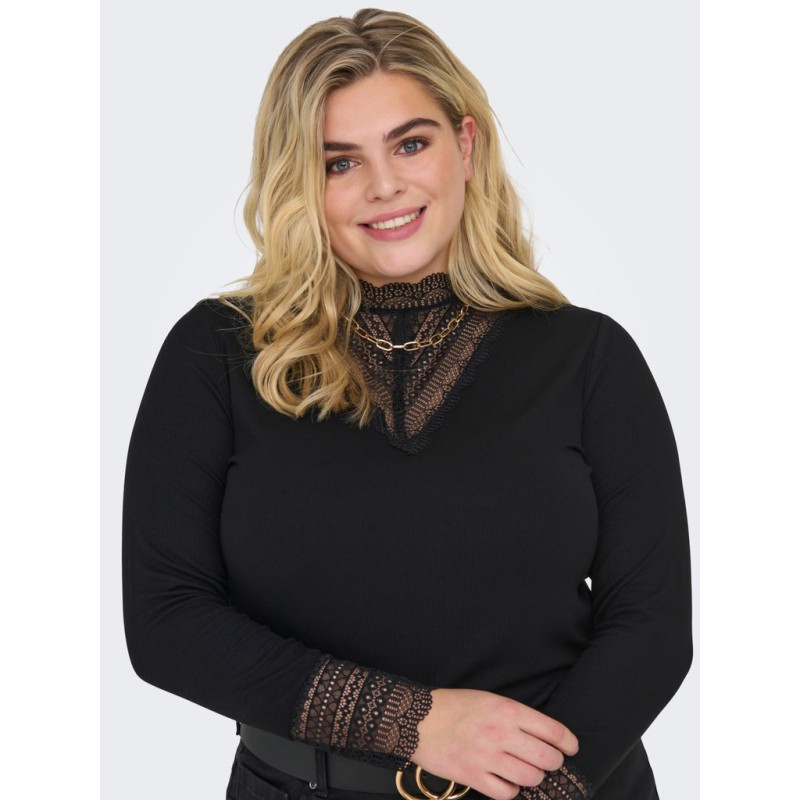 ONLY CARMAKOMA Tilde rib blonde bluse - Black