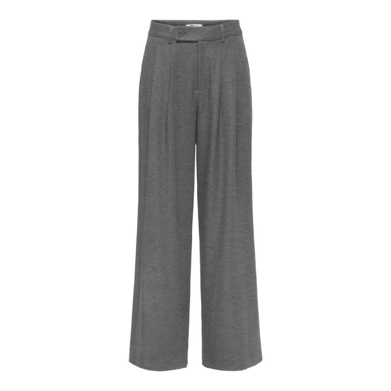 ONLY Miles pleat wide leg bukser - Medium Grey Melange