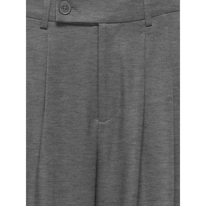ONLY Miles pleat wide leg bukser - Medium Grey Melange