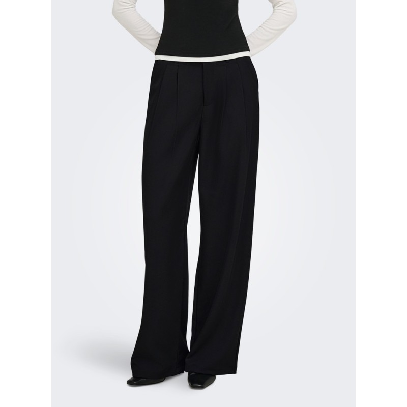 ONLY Miles pleat wide leg bukser - Black