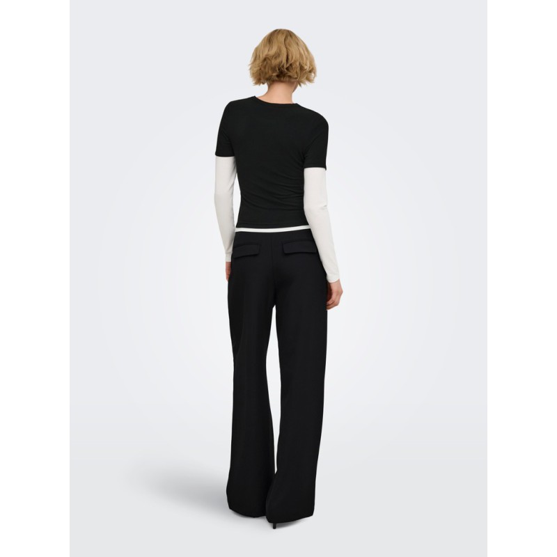 ONLY Miles pleat wide leg bukser - Black