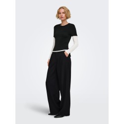 ONLY Miles pleat wide leg bukser - Black