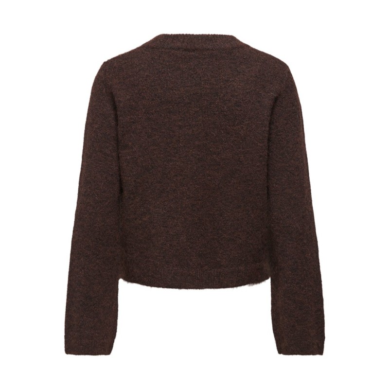 ONLY Miggie pearl langærmet strikcardigan - Coffee Bean